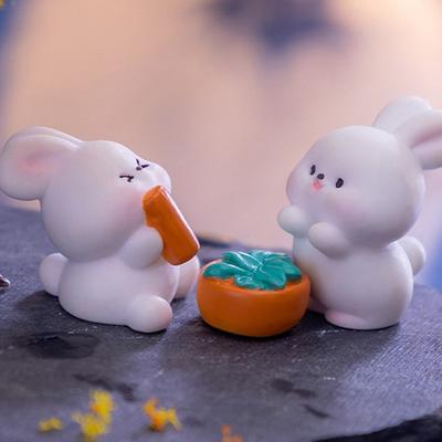 Cartoon Cute Mid Autumn Festival Rabbit Doll Mid Autumn Festival Mooncake Tabletop Decorations Cute Rabbit Resin Ornament Gift