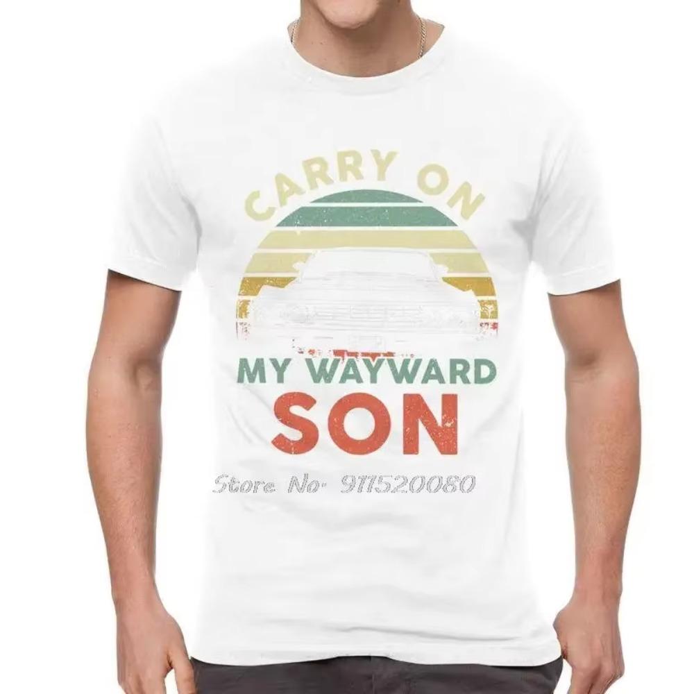 Retro Carry On My Wayward Son T-Shirt Tshirt Drama TV Supernatura Tees Oversized Unisex Tops Streetwear Men's Clothing