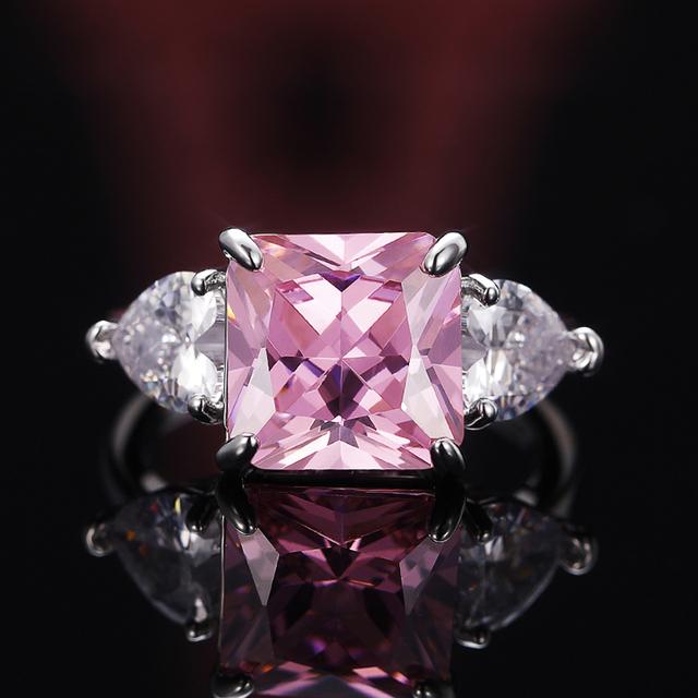 Новое простое элегантное женское кольцо с кубическим цирконием, кристаллическое/розовое/желтое квадратное обручальное кольцо с фианитом, женское кольцо, трендовые ювелирные изделия 10