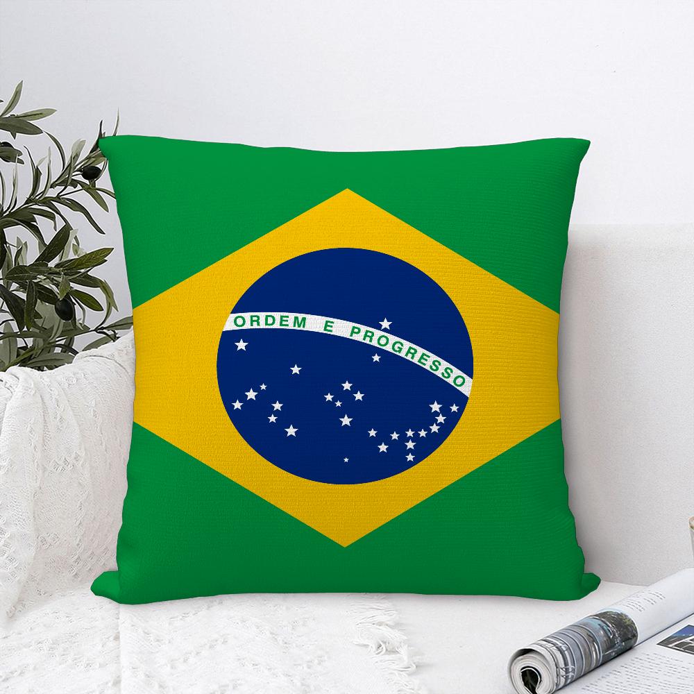

Brazil Flag Pillow Case Sofa Decorative Home Double-sided Print Plush Square Throw Pillow Covers Cushion Decor Cover 16x16Inch