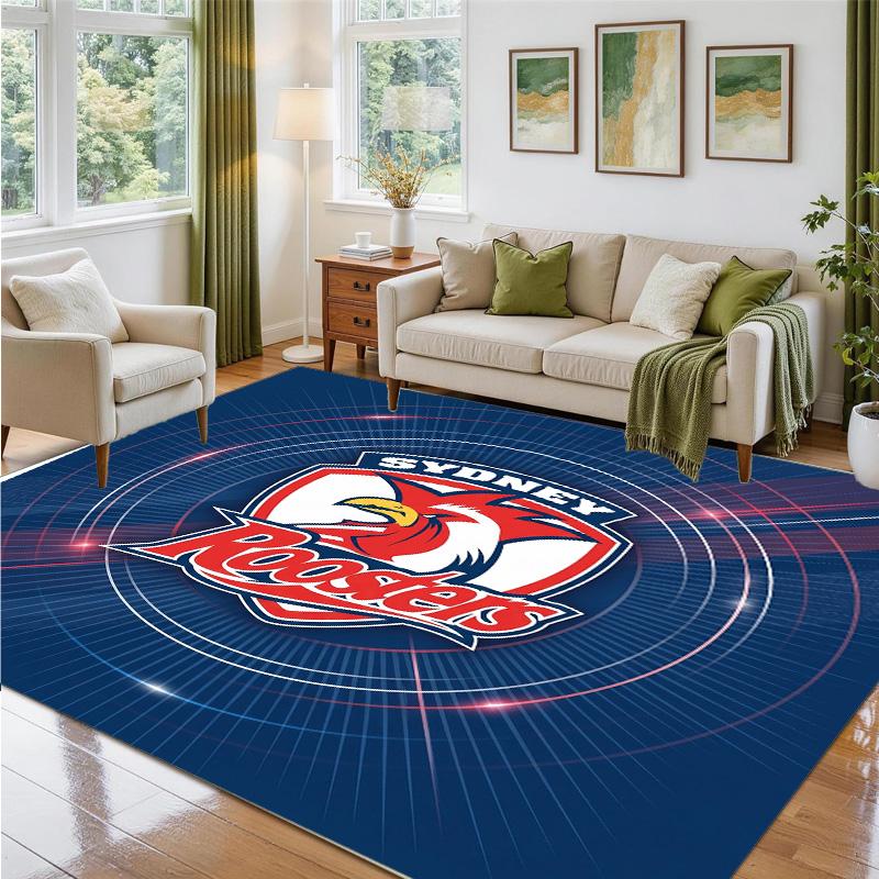 Sydney Roosters Design Crystal Velvet Rug Soft Decorative Mat for Bedroom Entrance