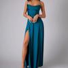 Women's Sexy Slimming, Body Fitting Backless Halter Neck Waist Cinching Long Gown Sleeveless Long Gowns with Side Slit for Special Occasions