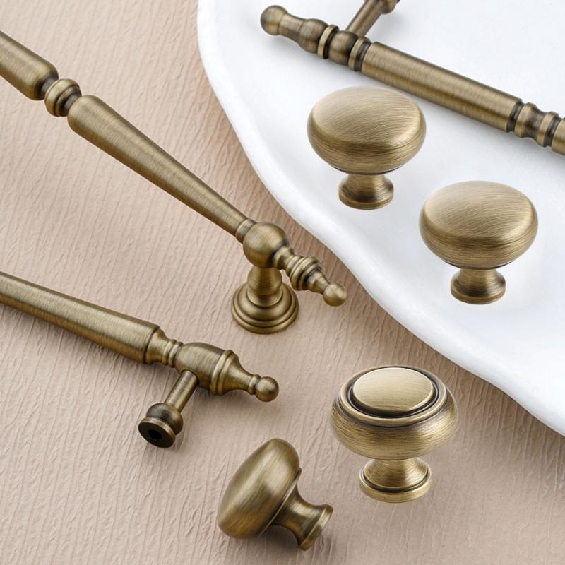 Ergonomic Solid Brass Drawer Pulls Easy Installation Antique Cabinets Handle Upgrades for French Door Dressers Cupboards