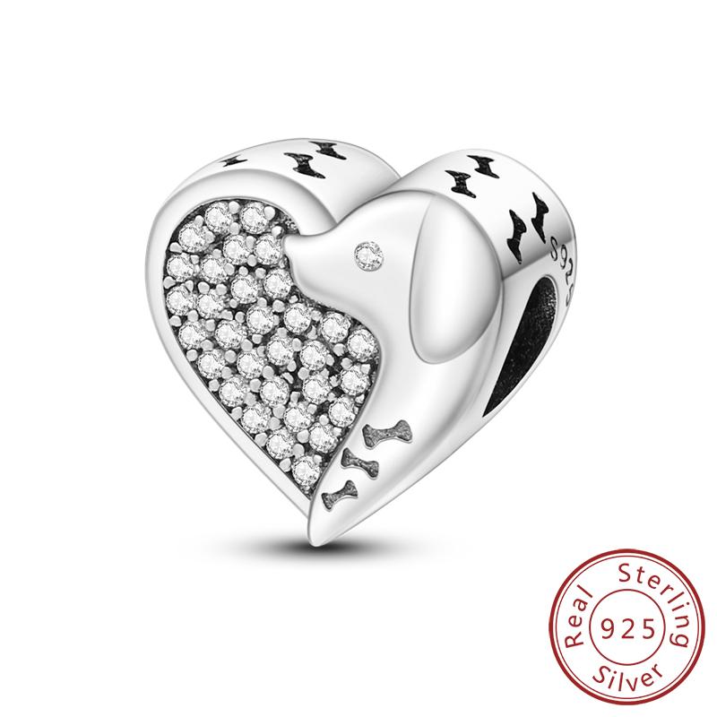 Original Copper Charm Bead Balloon Poodle Cute Puppy Heart Charm Fit Bracelet Bangle Pendant Women Diy Jewelry Gift