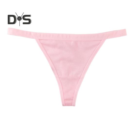 Women Thong Solid Color Slim Fit Mid Waist Cotton Crotch G-string Elastic Briefs Seductive Panties Female Underwear Intimate Clothes for Honeymoons