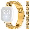 For Fitbit Versa 3/Sense Watch Band 7-Bead Rhinestone Crown Stainless Steel Strap