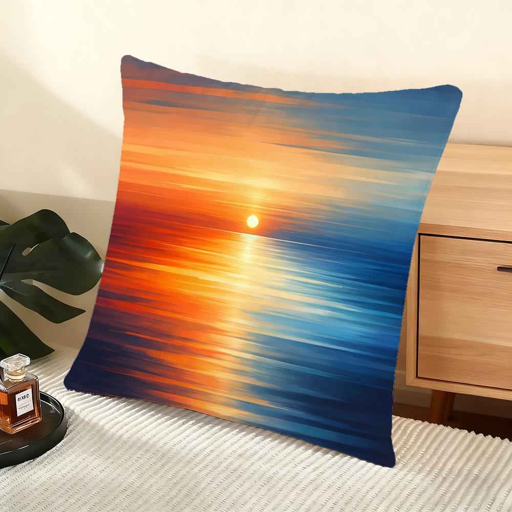 Sunset Gradient pattern Cushion Cover Soft Short Plush Pillow Cover Smooth Cozy Texture Aesthetic Cushion Case Home Decor