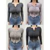 La Pinky Fashion Sexy Minimalist Pure Color Tight Stretch Long Sleeve Ruched Flattering Undershirt Tops T-shirt for Women
