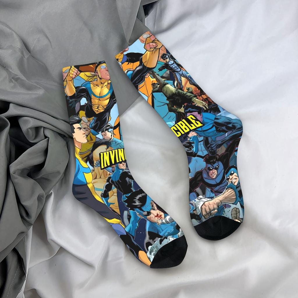 Adults Men Socks Allen The Alien Invincible Anime Stockings Autumn Funny Warm Soft Socks Printed Climbing Non-Slip Socks