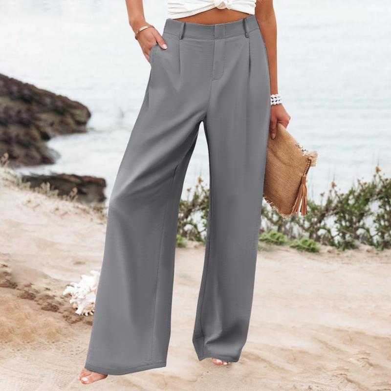 High-waisted Trousers Women's Straight-leg Trousers Solid Color Casual Trousers Professional Office Trousers for Women