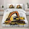 Cartoon Car Excavator Truck King Size Duvet Cover Sets For Kids Boys Girls, Microfiber Duvet Cover Sets With Pillowcase 50X75Cm