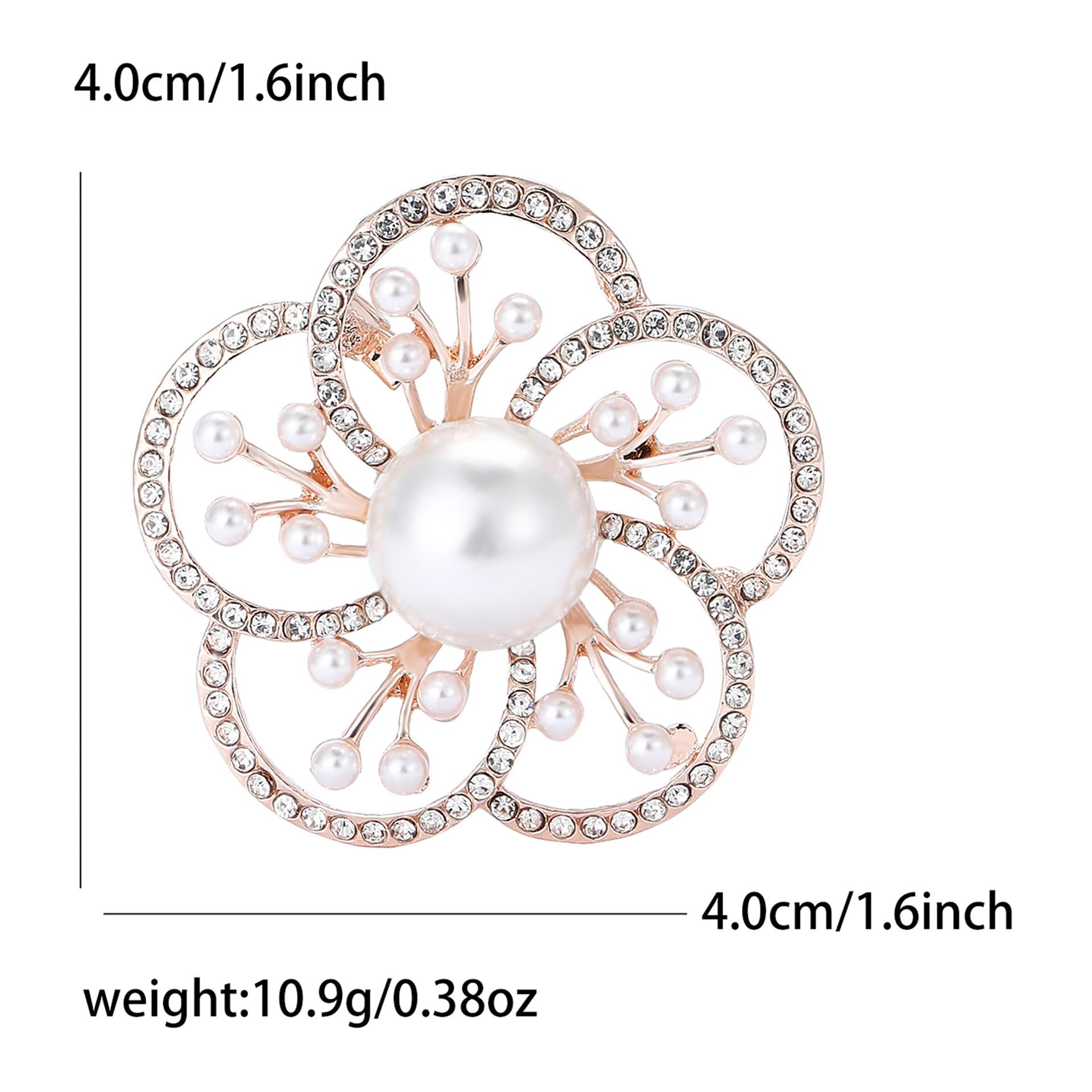 

Креативная брошь-цветок из сплава со стразами и жемчугом, простая женская брошь для пальто и корсажа, ювелирное украшение