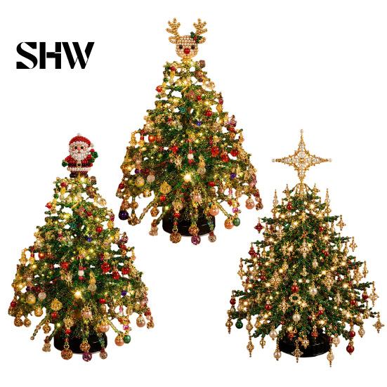 Christmas Tabletop Display Kit DIY Beaded Tree Kit, Faux Crystal Holiday Craft Set Crafting Project for Beginners Adults Beginners, Handmade