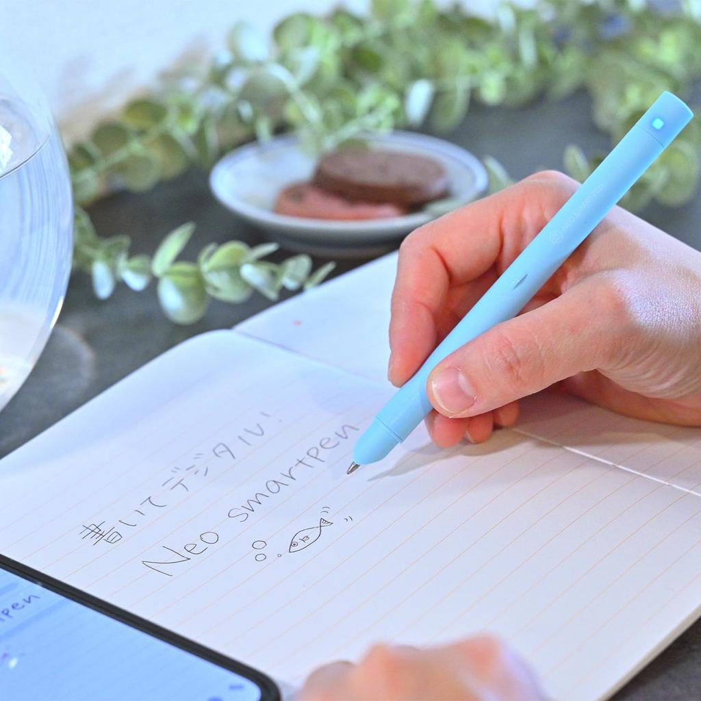 Neo smartpen R1 (Write and Digital) - Instantly connects to smartphones with USB-C Type-C [Light Blue] [Sold Separately/Notebook not included] AI tool