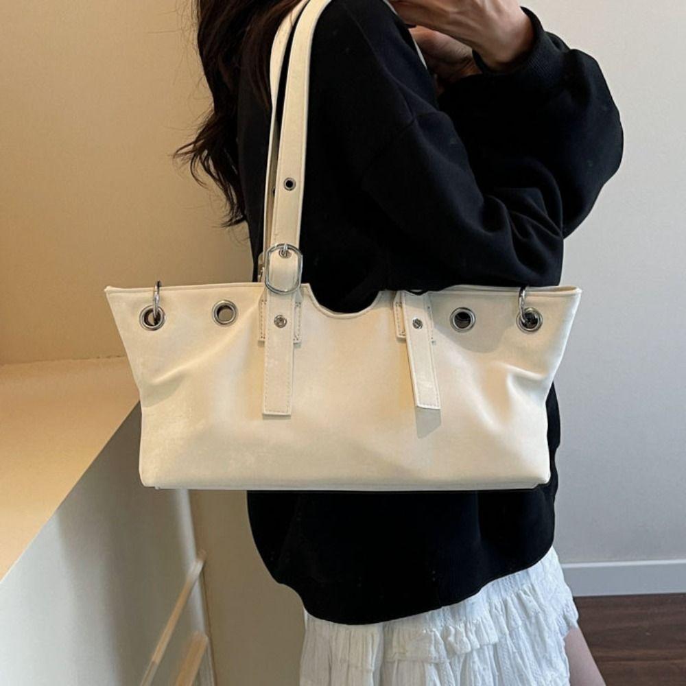 Tote Bag Matte PU Tote Bag Solid Color Underarm Packs Fashion Large Capacity Handbag Office Worker