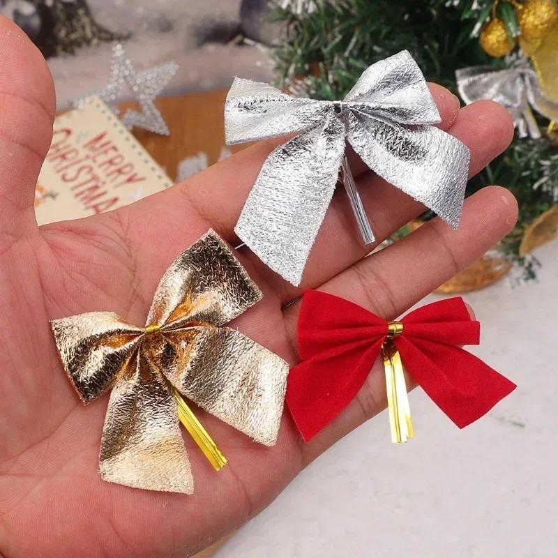 3612Pcs Christmas Bow Red Gold Velvet Bow Xmas Tree Pendant New Year Party Garland Gift Box Decoration Diy Handmade Supplies