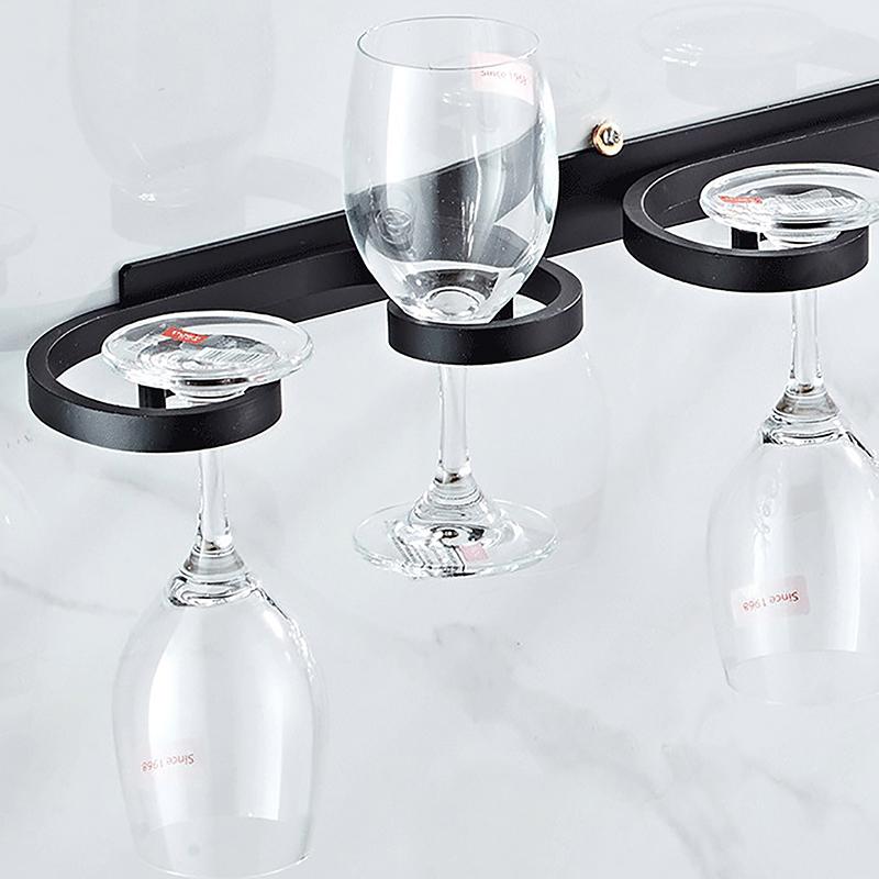 Portabicchieri da Vino da Parete Spazio Alluminio Rack Creativo per Conservare Calici Bar Ristorante Domestico Portabicchieri da Vino Senza Foratura