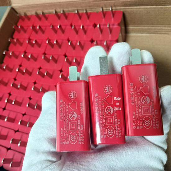 3C Certified Red Dual-Port 5V2A Fast Charging Mobile Charger with Logo