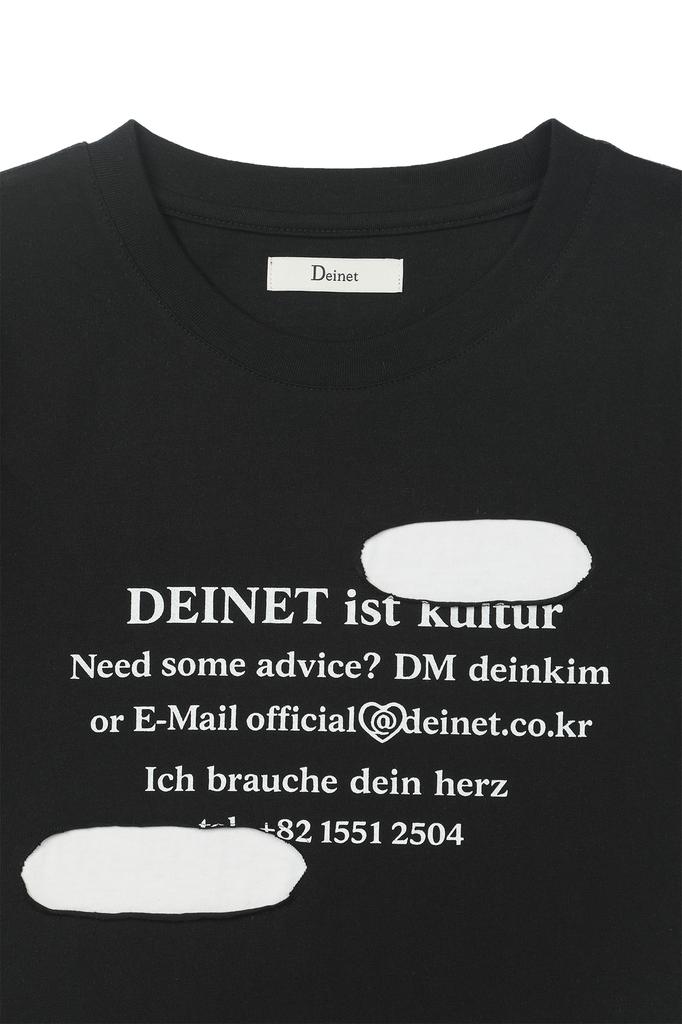 DEINET Patched Lettering T-Shirt In Black