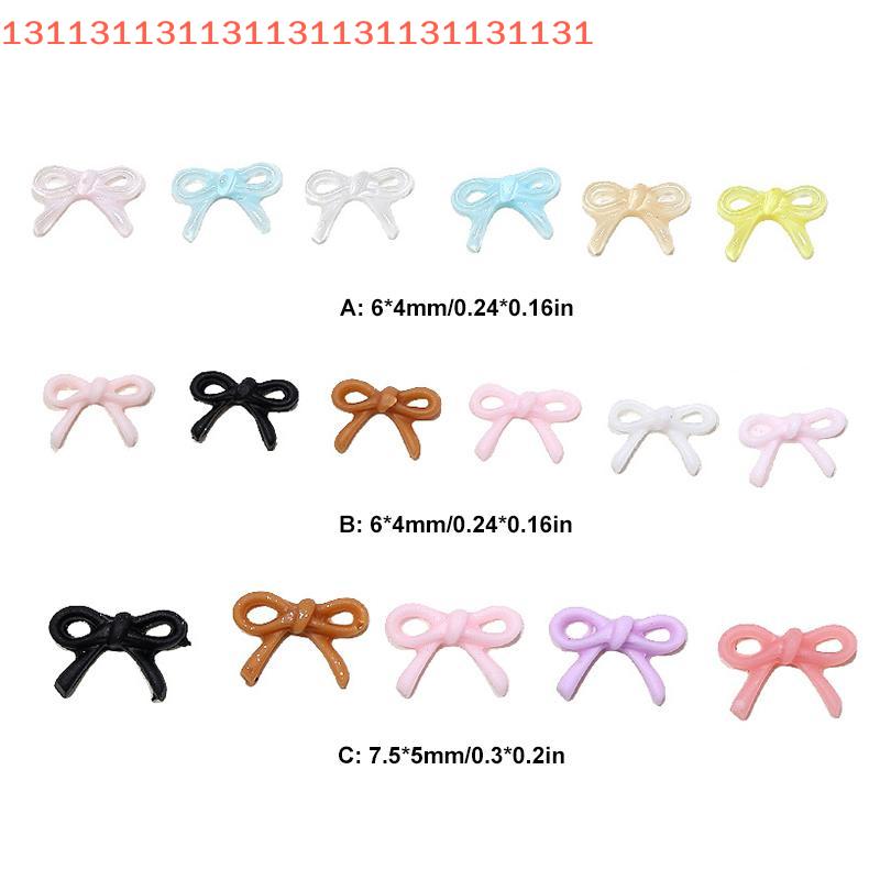 50Pcs Mixed Mini Bow Nail Charms Colorful 3D Resin Bowknot Nail Art Decoration Handcraft Accessories For DIY Manicure Salon