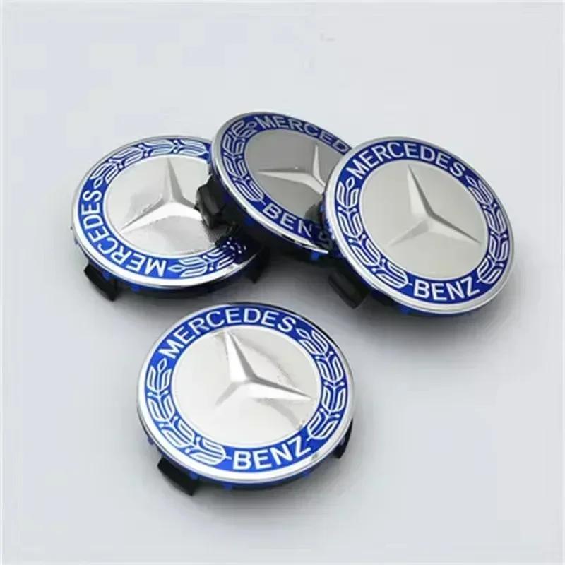 For Mercedes Benz 4 Pieces/Set 75mm For Mercedes Benz AMG W203 W206 W220 W205 W211 W212 Car Wheel Center Hub Caps Benz Emblem Ti
