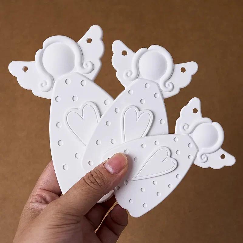 Top quality Faceless Angel Silicone Mold for Christmas Tree Hanging Ornament Heart Dot Texture Resin Craft Making Plaster