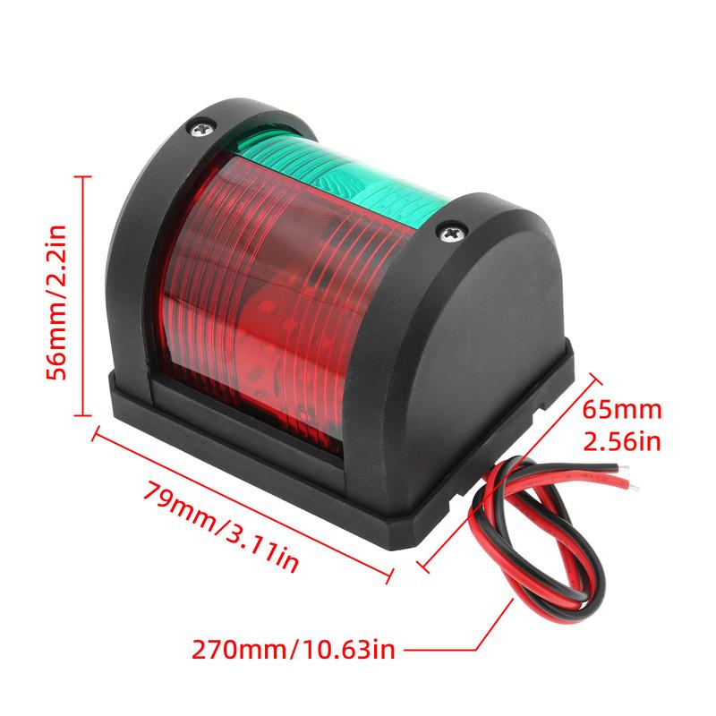 Red+Green Dual LED Navigation Light for Marine Boat Hardware Waterproof Sailing Signal Lamp for Pontoon Power Boat and Skiff 1pc