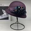 Republic of China Retro Wool Top Hat Women's Autumn and Winter French Temperament Pot Hat Flower Hepburn Style Dome Fisherman Hat Tide
