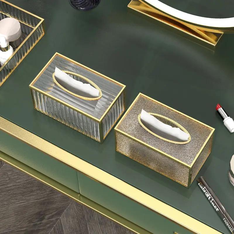 1pc Glass Tissue Box Ornament Bedroom Desktop Tissue Box Living Room, Bathroom, Dining Room Desktop Paper Box Home Decor