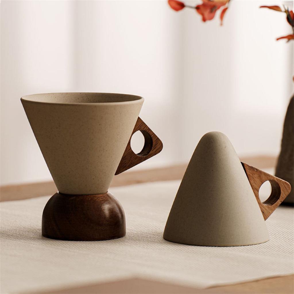 Coarse Pottery Coffee Mug with Base American Style Ceramic Tea Coffee Cups for Coffee Tea Latte Milkshake