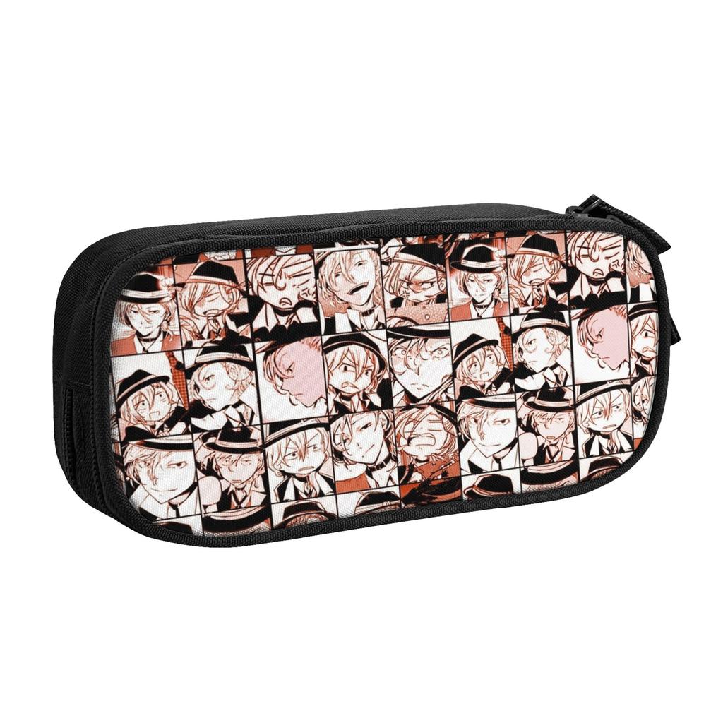 Chuuya Collage Manga Pencil Case Bungo Stray Dogs Pencilcases Pen Holder for Student Big Bag School Supplies Zipper Stationery