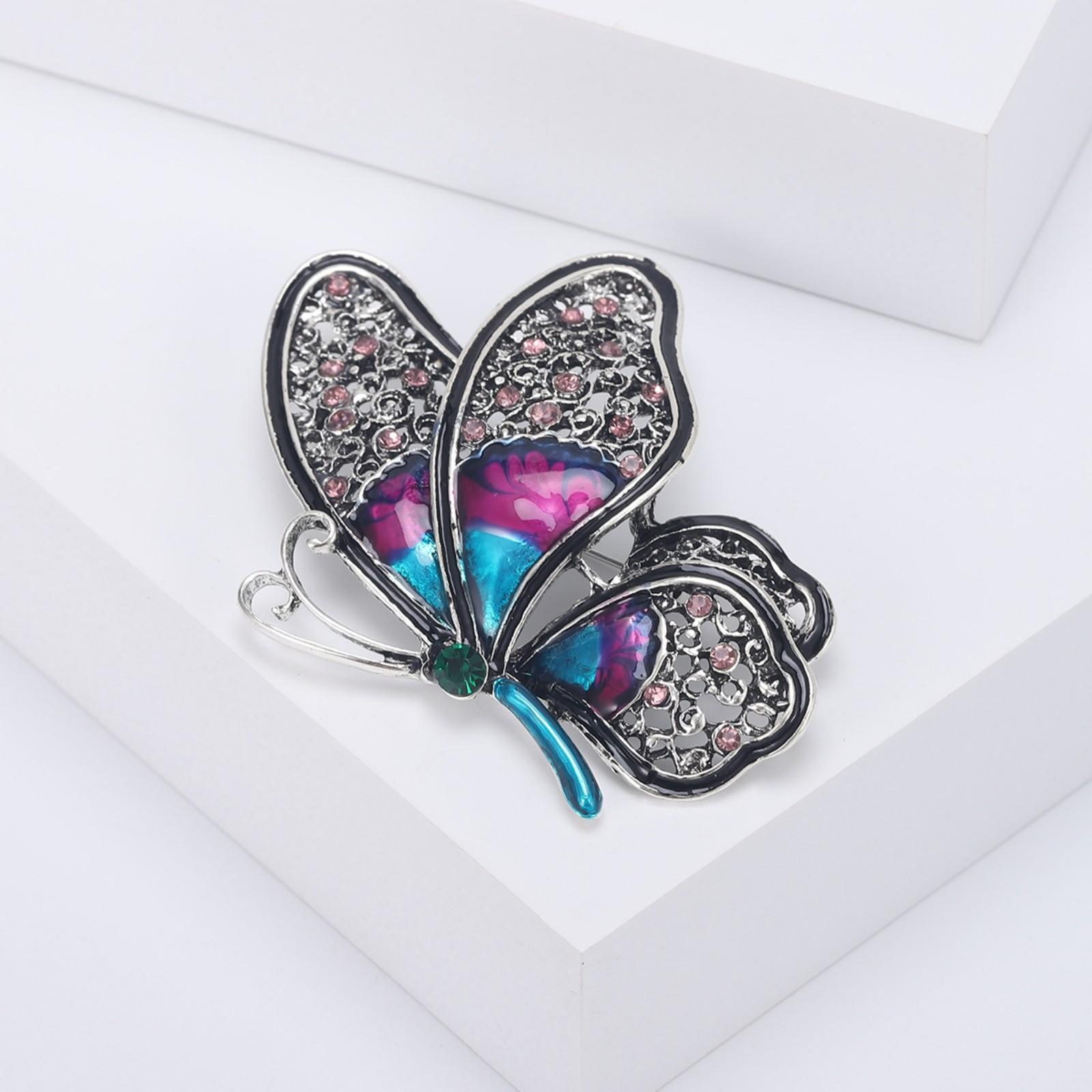 

Black Rhinestone Large Butterfly Brooch One Size