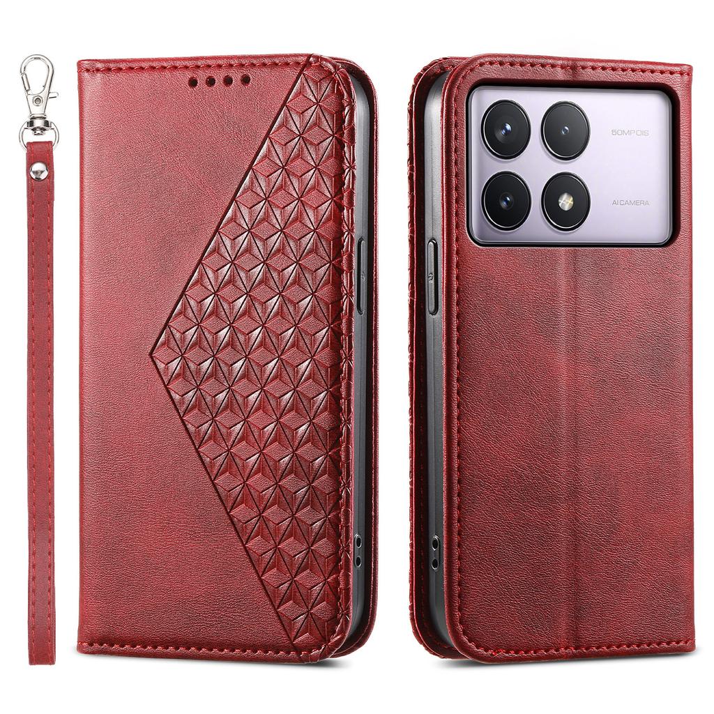 Für Xiaomi Poco F6 Pro 5G/Redmi K70 5G/K70 Pro 5G Brieftaschen-Handyhülle Kalbslederstruktur PU-Leder Klappabdeckung