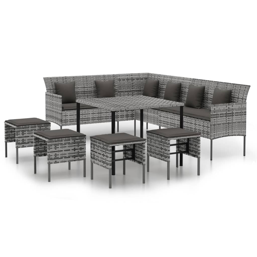 6 Piece Grey Garden Dining Set with Cushions