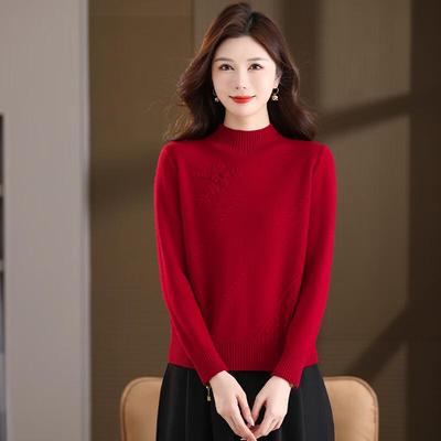 Caiyang Women's 100% Wool Half-Turtleneck Sweater