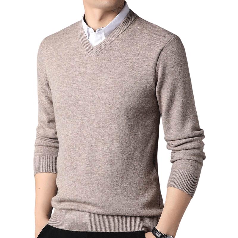 

ROMON Men s Thick 100% Wool Pullover Sweater with Faux Shirt Collar 2XL