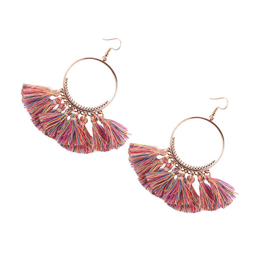 Fashion Women Bohemian Dangle Long Tassel Thread Drop Ear Earrings Stud Jewelry