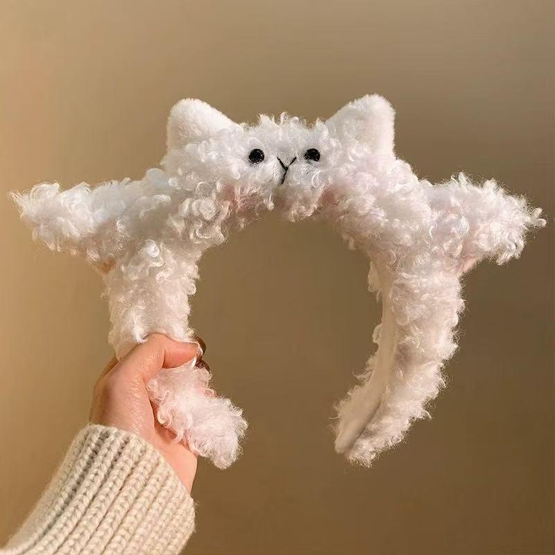 

Милая плюшевая повязка на голову и заколка для волос в корейском стиле для умывания и нанесения маски - Женские мультяшные аксессуары для волос