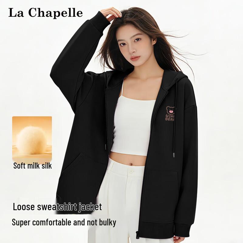 La Chapelle Women s Blinking Bear Hooded Cardigan Sweatshirt XL