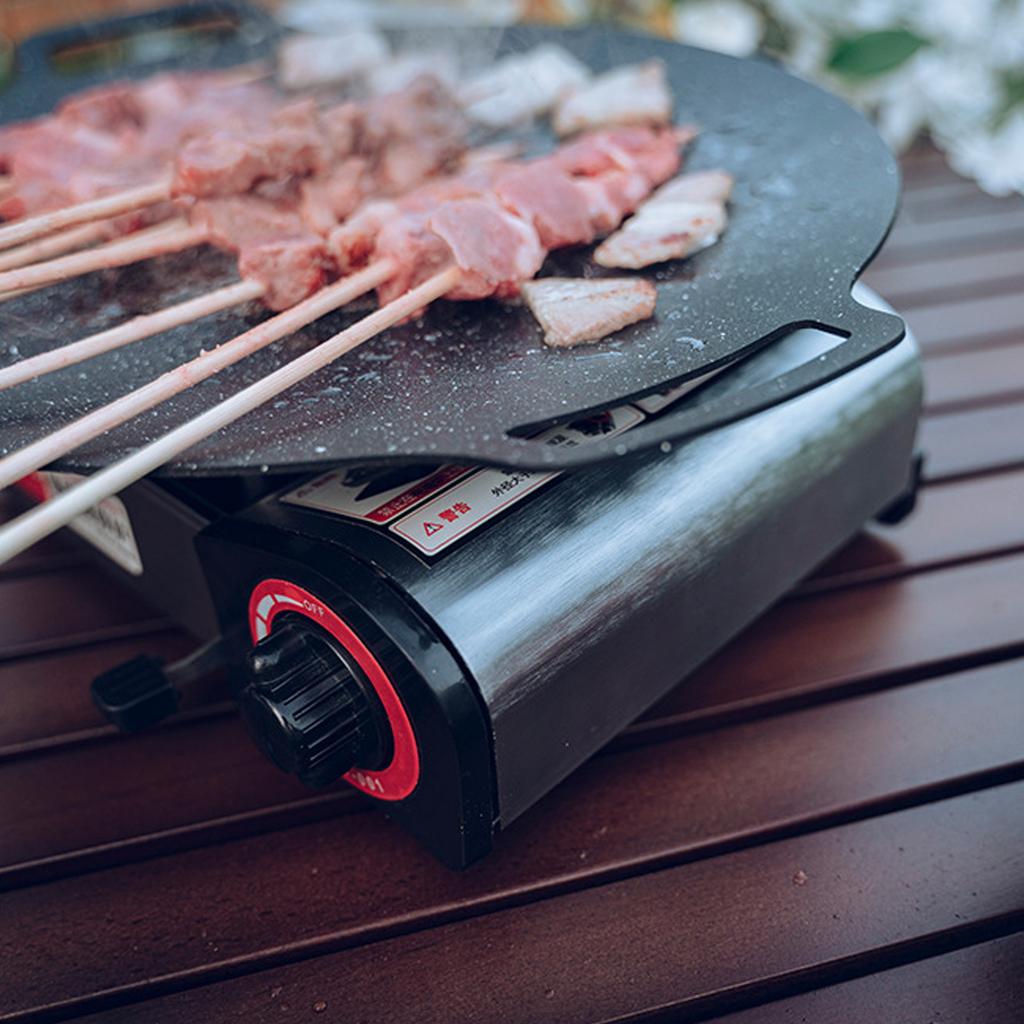 Grill Plate Stick Proof Round Prevent Greasy Portable Barbecue Frying Plate with Dual Handle for Camping Picnic