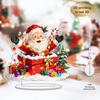 2D Jul Akryl Ornament Jultomten Och Presentaskar Färgtryck Platta Bordsdekorationer för Julklappar