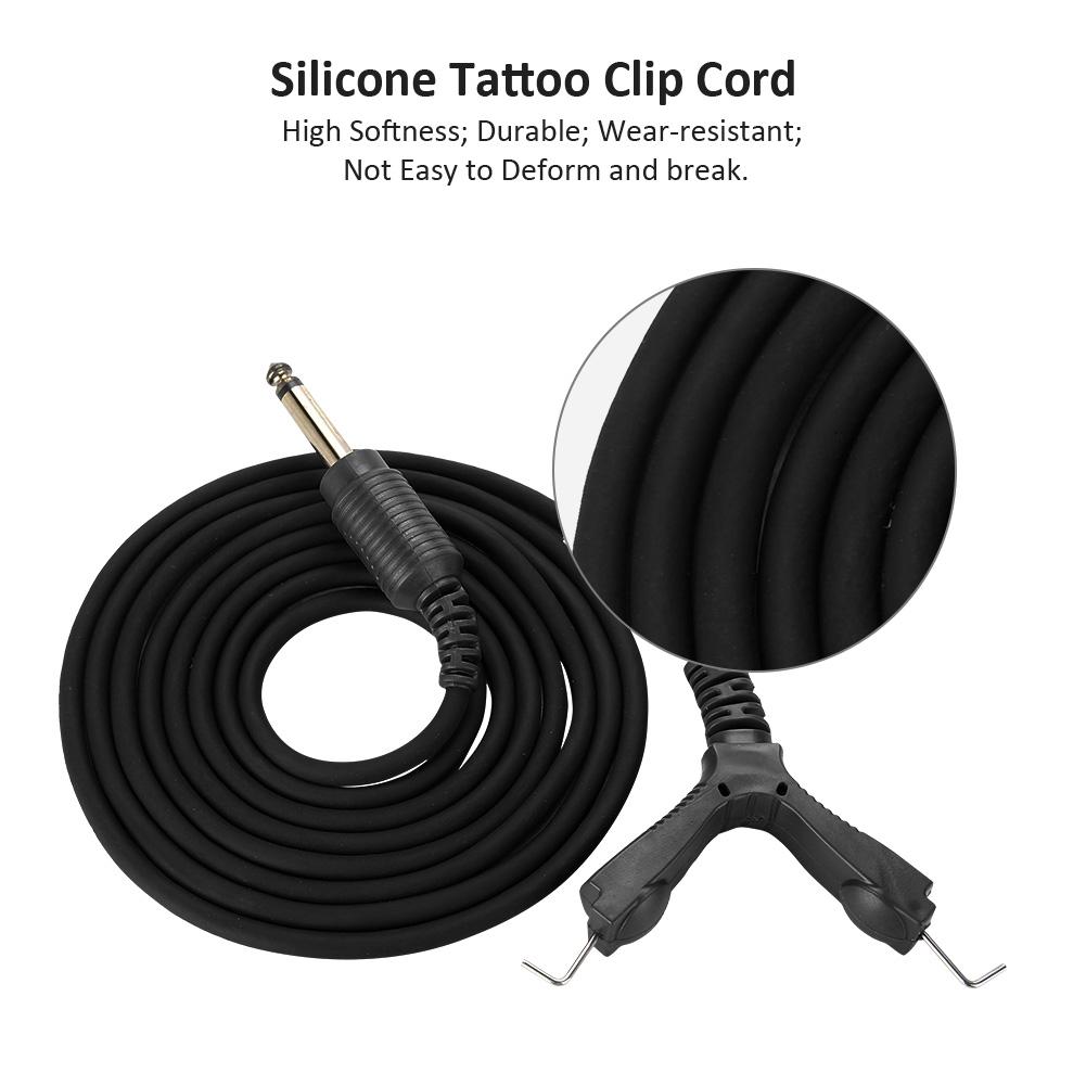 2m Tattoo Power Supply Silicone Clip Cord Tattoo Hook Line for Tattoo Machine (Black)