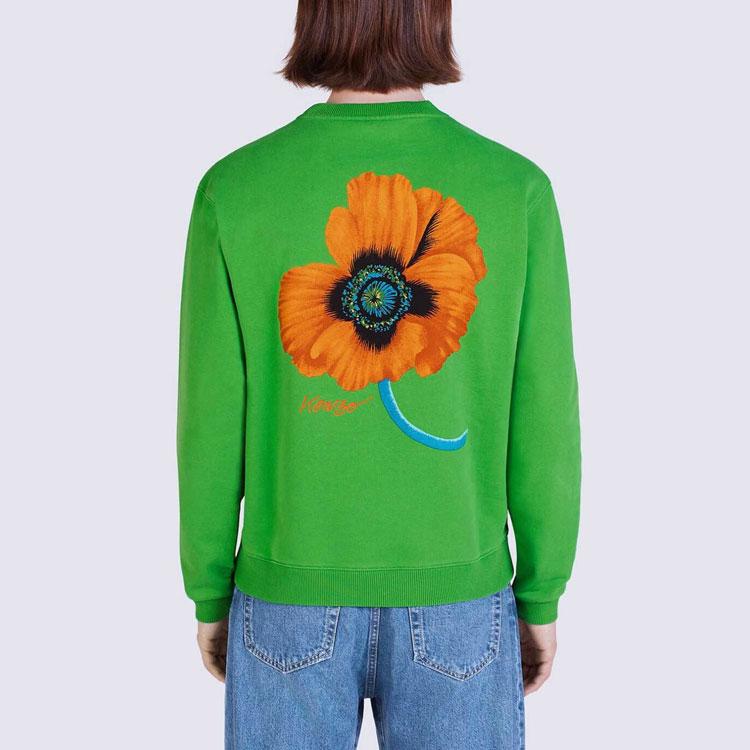 KENZO Poppy Flower Series Sweatshirts Men's Green Crew Neck Moderate Other FC65SW4254MF-57