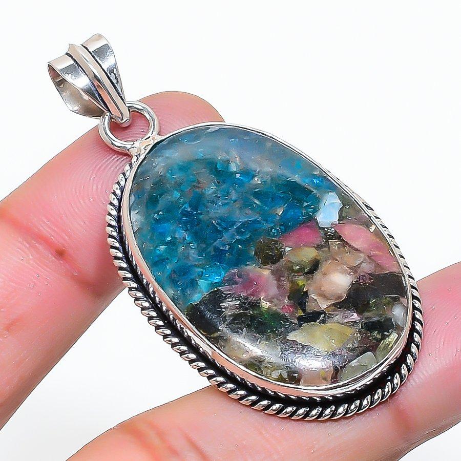 Natural Tourmaline Gemstone Handmade 925 Sterling Silver Pendant 2.05  AP-15308