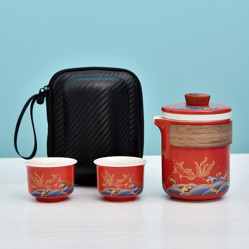 Creative Ceramic Kung Fu Travel Tea Set Portable Kuaike Cup Company Business Gift Box