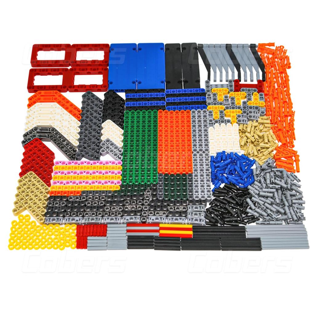 580 Technic parts, including axles, pins, beams, arms, panels, frames, compatible with major brand building block cars and motors