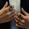 Chic Highend 925 Silver Statement Emerald Gemstone Ring For Unique Fashion Female