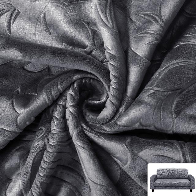 Velvet Fabric Sofa Covers For Living Room Plush Stretch Sofa Slipcover Thick Embossing Couch Cover Cold Protection Sofa Cover