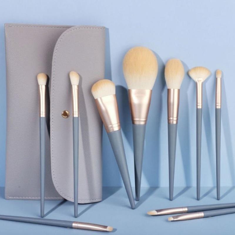 10-Piece Blue Bridge Makeup Brush Set Ultra Soft Brushes for Beginners Foundation Powder Eyeshadow Brushes Complete Set