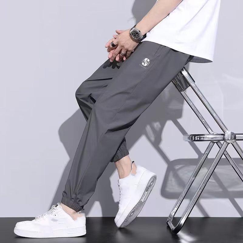 

Мужские офисные брюки, летние легкие дышащие повседневные брюки, спортивные штаны XL серый